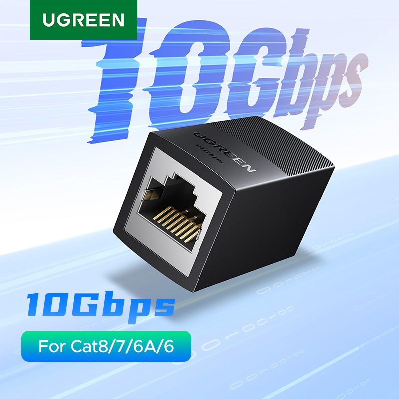 UGREEN 10 gb/s złącze RJ45 sieciowy przedłużacz Ethernet PoE dla Cat8/7/6A/6/5 adapter kabla Ethernet Gigabit żeński na żeński