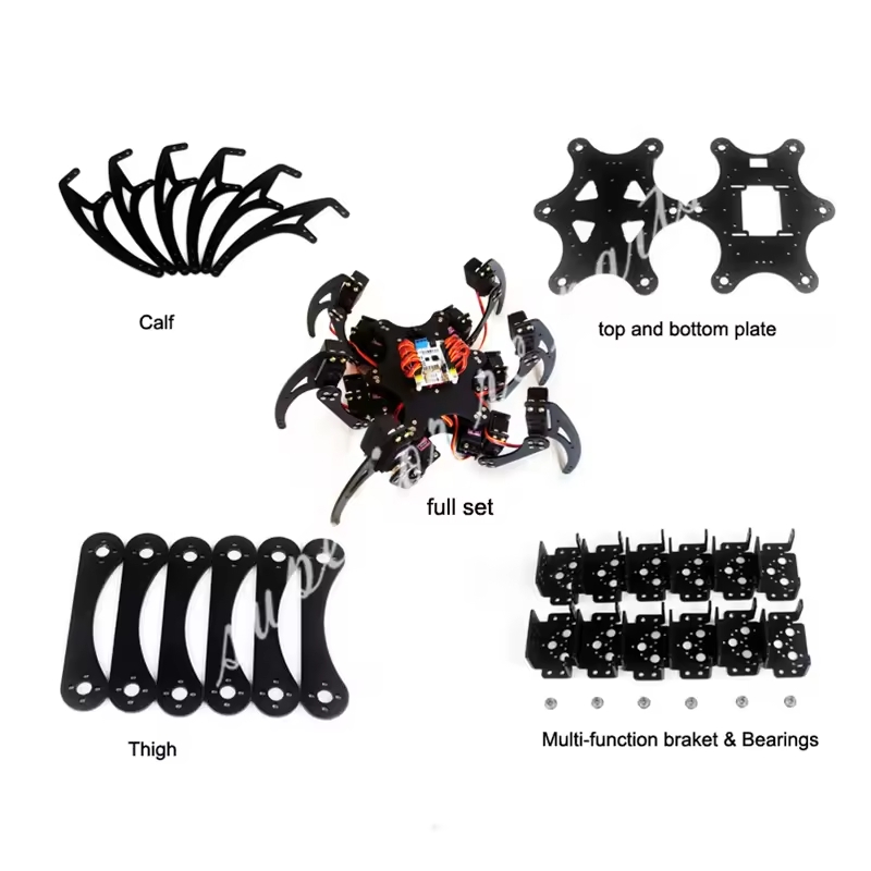 18 DOF อลูมิเนียม Hexapod Spider วงเล็บหก 3 DOF ขาหุ่นยนต์กรอบชุด Ball แบริ่งสําหรับโปรแกรมหุ่นยนต์ DIY ชุด