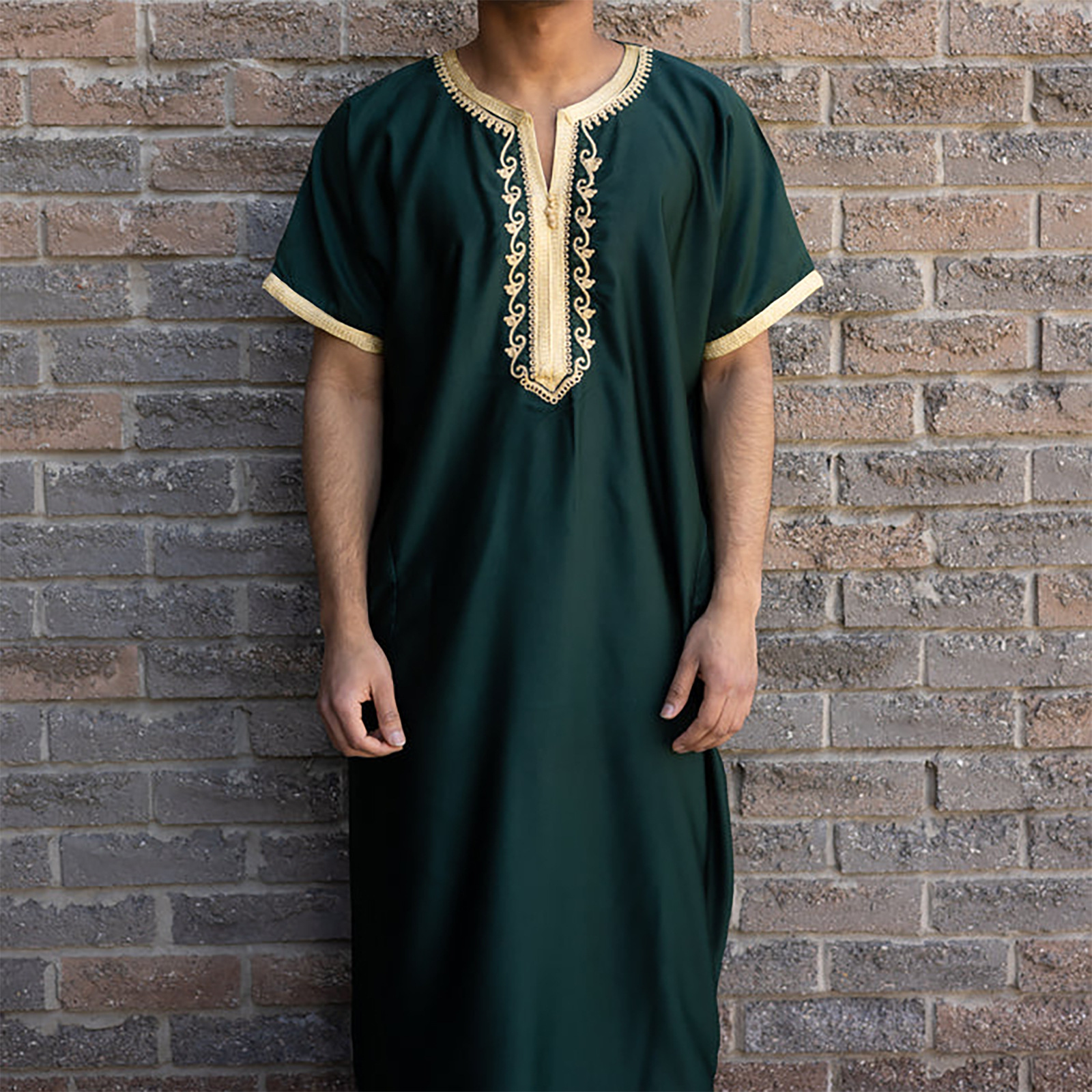 Marrocos Jubbas robe bordado novo árabe transfronteiriço masculino estilo nacional camisa de manga comprida em estoque