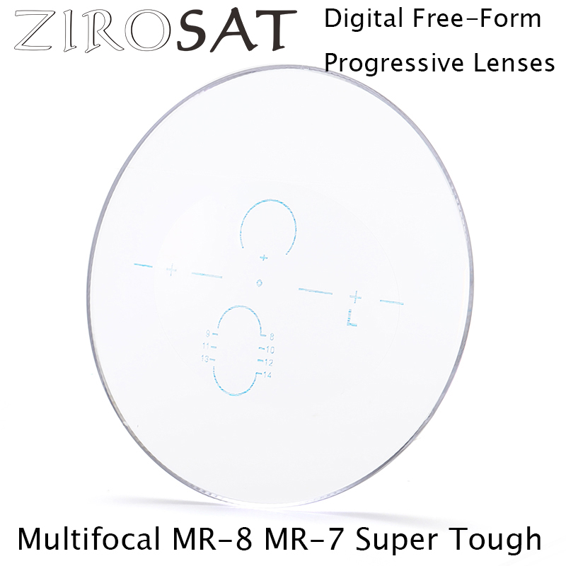 ZIROSAT Tinted Color MR-8 MR-7 Multifocal Progressive lenses Super Tough Prescription Lenses Strong Anti Reflective for Rimless