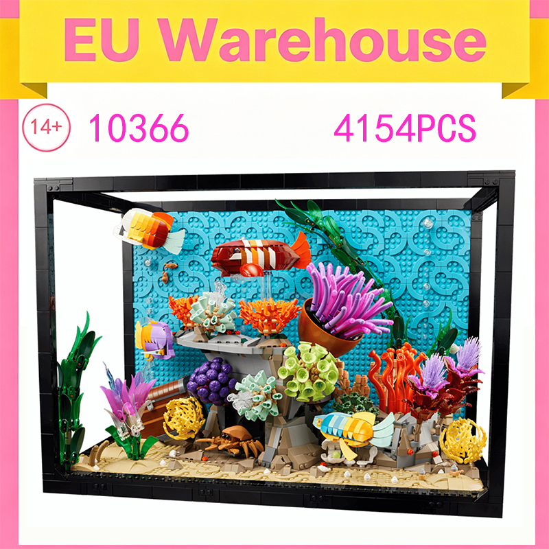 4154 Pieces Tropical Aquarium Fish Tank Building Block Ocean Animal Construction Model Toy Compatible With Set 10366 Adults Gift
