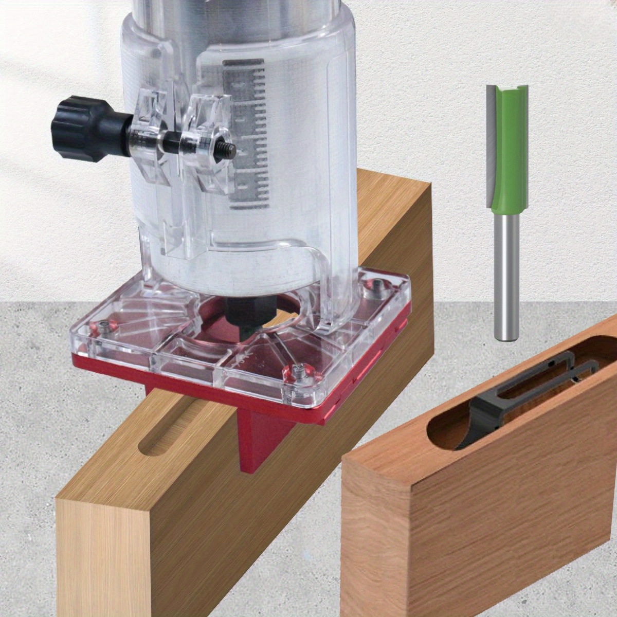 Base de guía de ranurado para máquina cortadora de 65 mm para muebles 2 en 1 Conector oculto y sujetador de hebilla - Base de fresado de madera