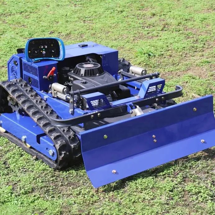 Customized tracked industrial remote control robot with snow shovel lawn mower, cutting width 550mm lawn mower