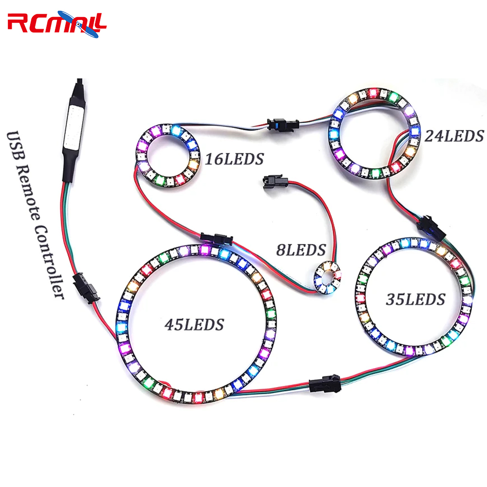 8/16/24/35/45/128 bitów WS2812B 5050 pikseli LED okrągły pierścień adresowalny moduł LED RGB DC 5V dla Arduino Raspberry Pi