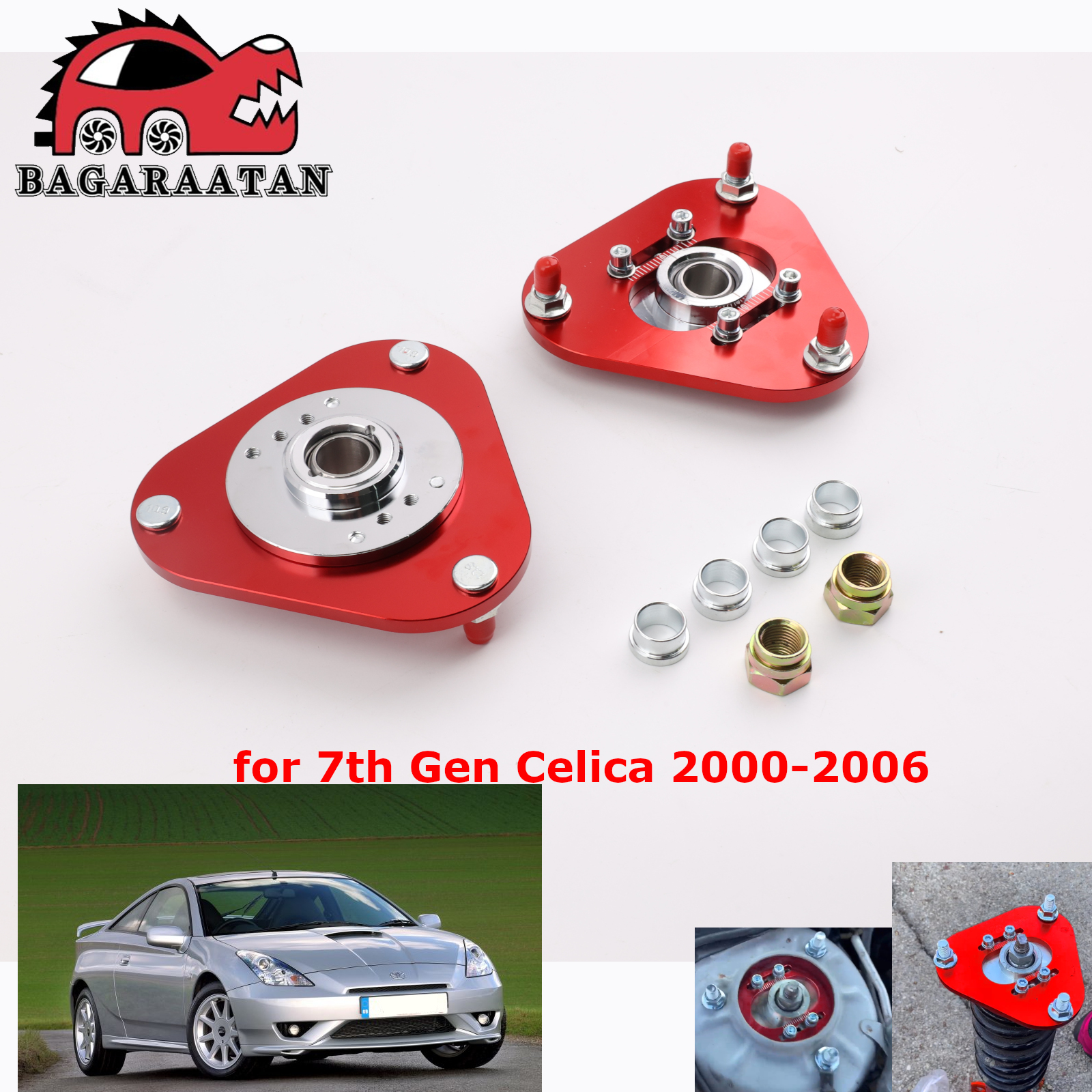 2 Pieces Coilover & Camber Plate Front Top Camber For Toyota Celica 7th Gen 2000-2006