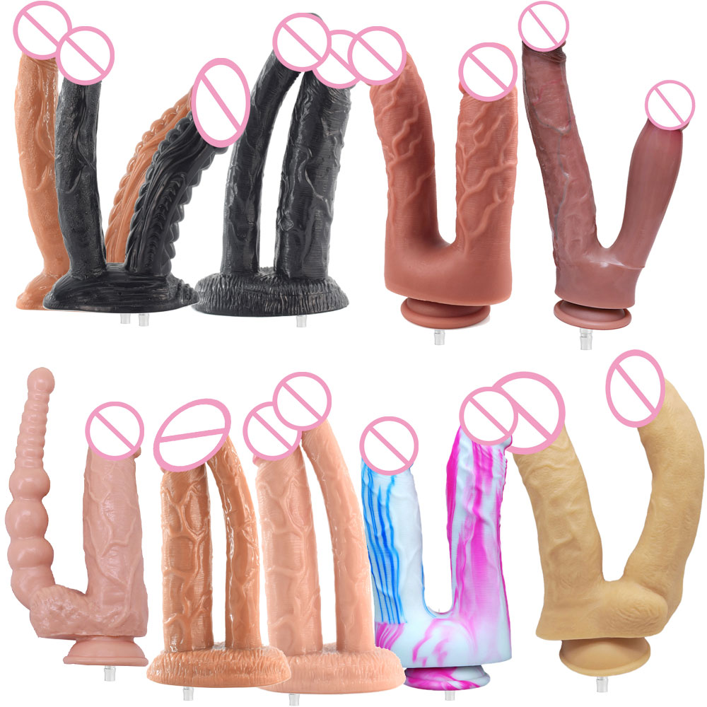 FREDORCH Lampiran Dildo Ganda Besar untuk Mesin Seks Mainan Dewasa untuk Wanita Vagina dan Anus Konektor VAC-U-LOCK