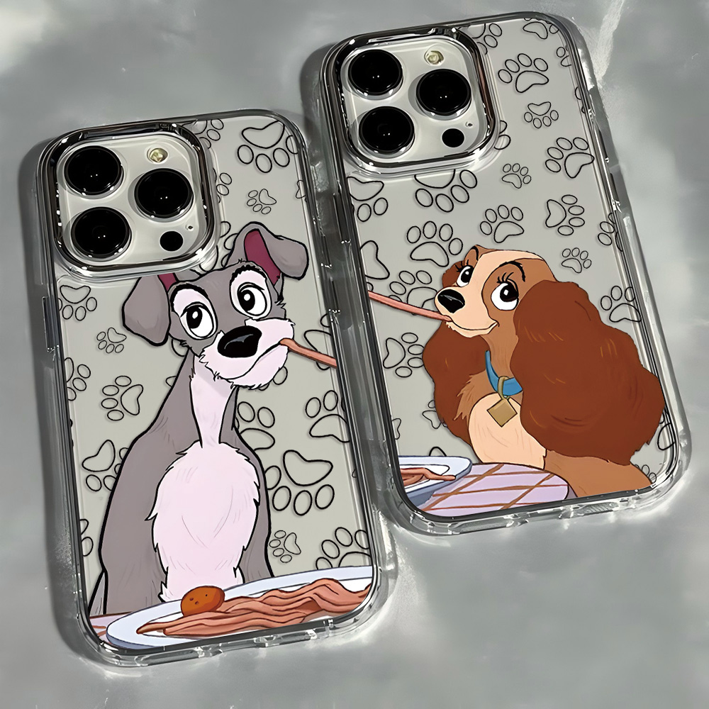 Funda de teléfono de dibujos animados Lady And The Tramp para iPhone 17 16e 16 15 14 13 12 11 mini Pro Max X XR XSMAX 8 7 Air Plus cubierta transparente