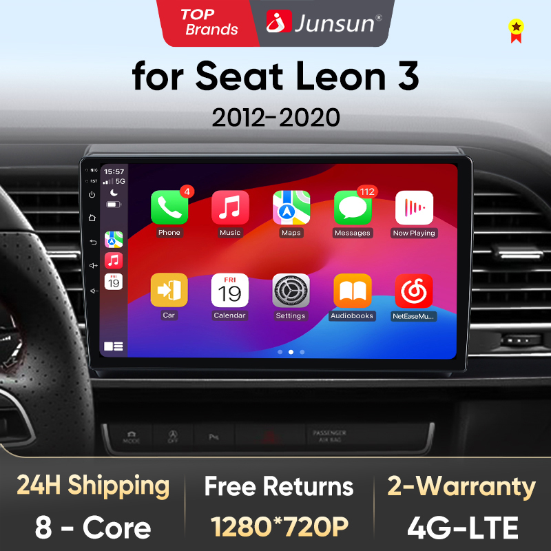 Junsun V1 AI Voice Wireless CarPlay Android Auto Radio dla Seat Leon 3 2012 - 2020 4G Car Multimedia GPS 2din autoradio