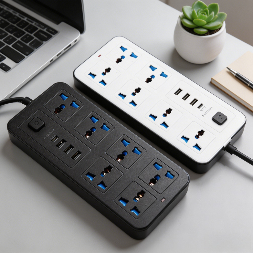 ユニバーサルプラグマルチタップ電源ソケットUSBタイプCソケット電源タップ2M延長ケーブル付きACコンセント電気ソケットEU/US/UK対応