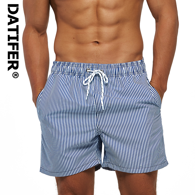 Einfache, vertikal gestreifte 3D-Druck-Sommer-Strandshorts für Herren, Badehose, atmungsaktive, schnell trocknende, lässige Sporthose