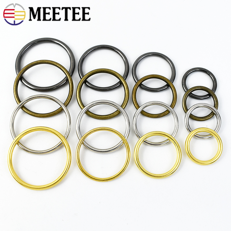 20pcs Meetee O Ring 20-50mm Metal Round Circle for Clothing Handbag Shoes Bags Belt Buckles Hardware Leather Crafts Accessories
