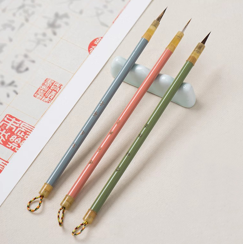 Thin Line Calligraphy Brush Shoujinti Dedicated Writing Brush Wool Weasel Wolf Elastic Hair Xiaokai Brush Art Painting Supplies