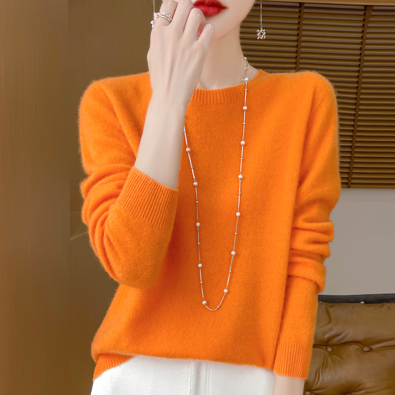 女性用メリノウールセーター,カシミアセーター,長袖ラウンドネック,ニットウェア,y2kトップス,秋冬,100% ファッション,2024