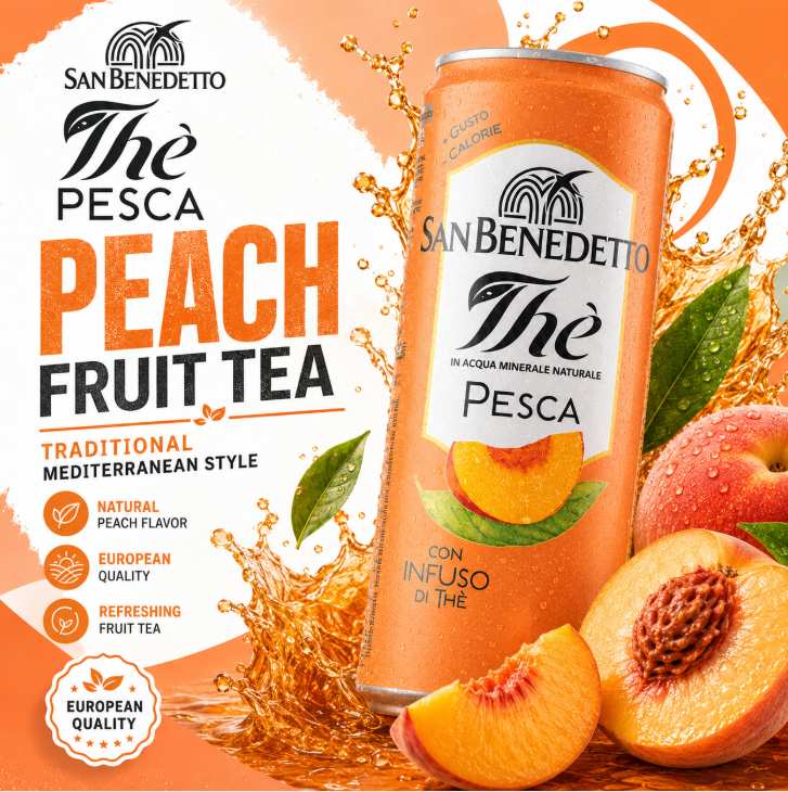 Biefstukburger Side Refresh Drink San Benedetto Low Calorie Peach Iced Tea Verwijder vette smaak Fastfood-metgezel