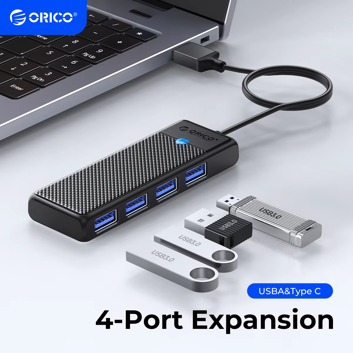 ORICO Концентратор Type C USB hub 3.0 4-портовый разветвитель USB hub адаптер док-станция расширения ультратонкий OTG адаптер для ПК компьютерные аксессуары
