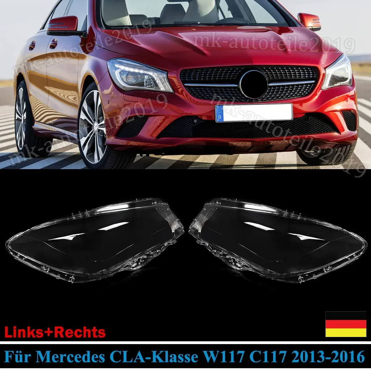 Untuk Mercedes Benz W117 CLA250 2013-2016 pasang lampu depan penutup lensa jelas