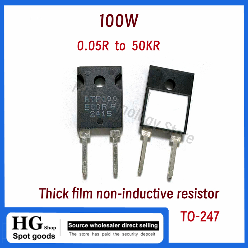 Resistencia de precisión de muestreo no inductivo, película gruesa de 100W R0.05 a 5K RTP 0.05R 0.5R 10R 20R 100R 1K 10K to-247