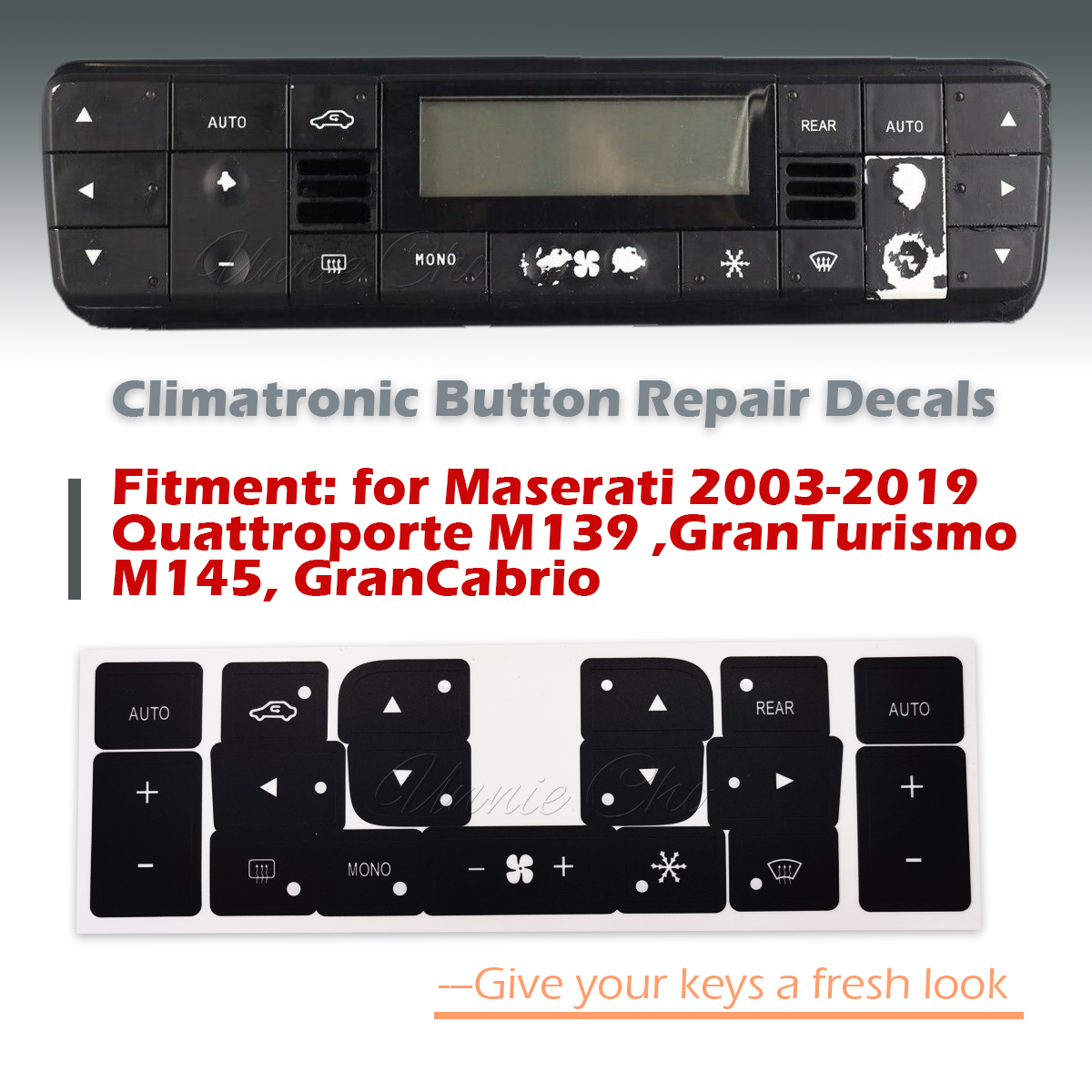 For Maserati Interior Stickers for Maserati Quattroporte M139 Vinyl Button Repair Decals for Granturismo M145 GranCabrio HVAC