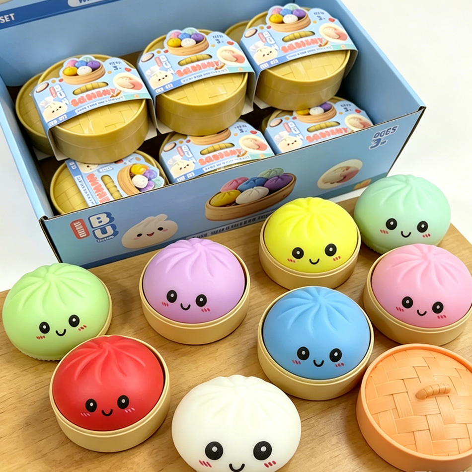 Dumpling Pressure Dumpling Squishies Schattig Kleurrijk Broodje Speelgoed Langzaam Stijgend Stressverlichtend Fidget Speelgoed voor Kinderen Volwassenen Anti-Angst Cadeau