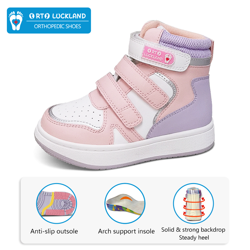Ortoluckland enfants chaussures décontractées filles Tennis baskets orthopédiques tout-petits Tiptoeing pieds plats bottes avec semelle intérieure de soutien de la voûte plantaire