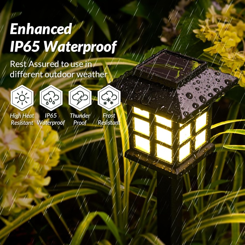 Paquete de 2 luces solares para camino, lámpara solar para exteriores, iluminación de paisaje impermeable para jardín, patio, camino, entrada, decoración para acampar