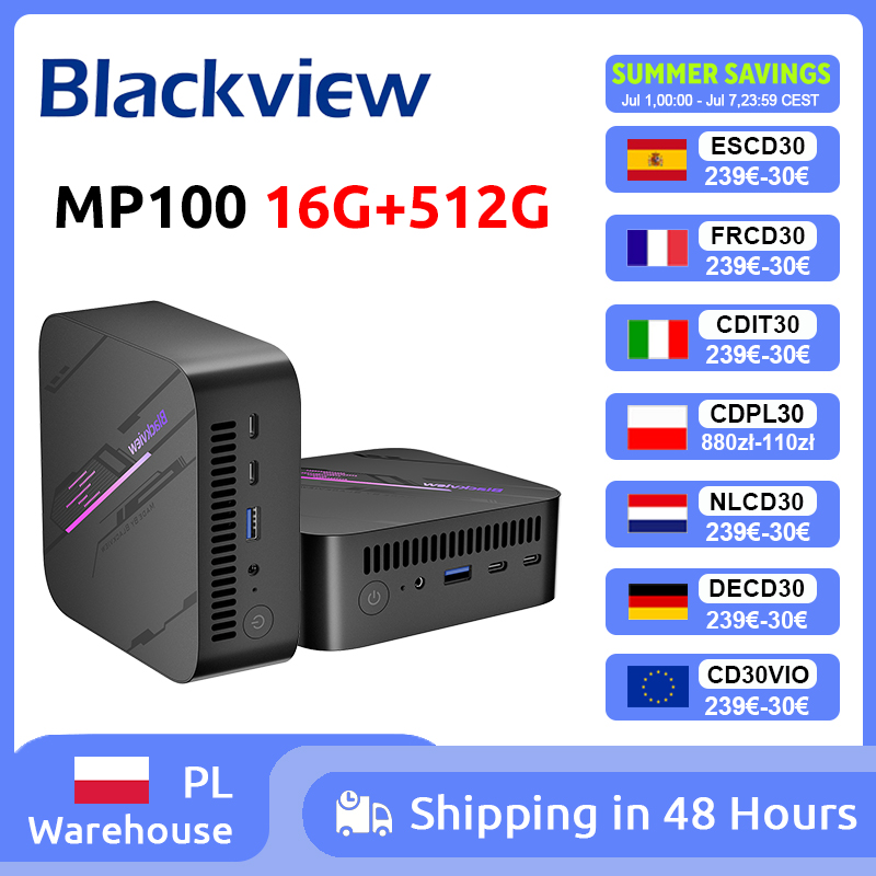 Blackview MP100 NUEVO Mini PC AMD 7430U Windows 11 6 Núcleos 12 Hilos 16GB + 512GB SSD WiFi 6 Mini Ordenador PC BT5.2