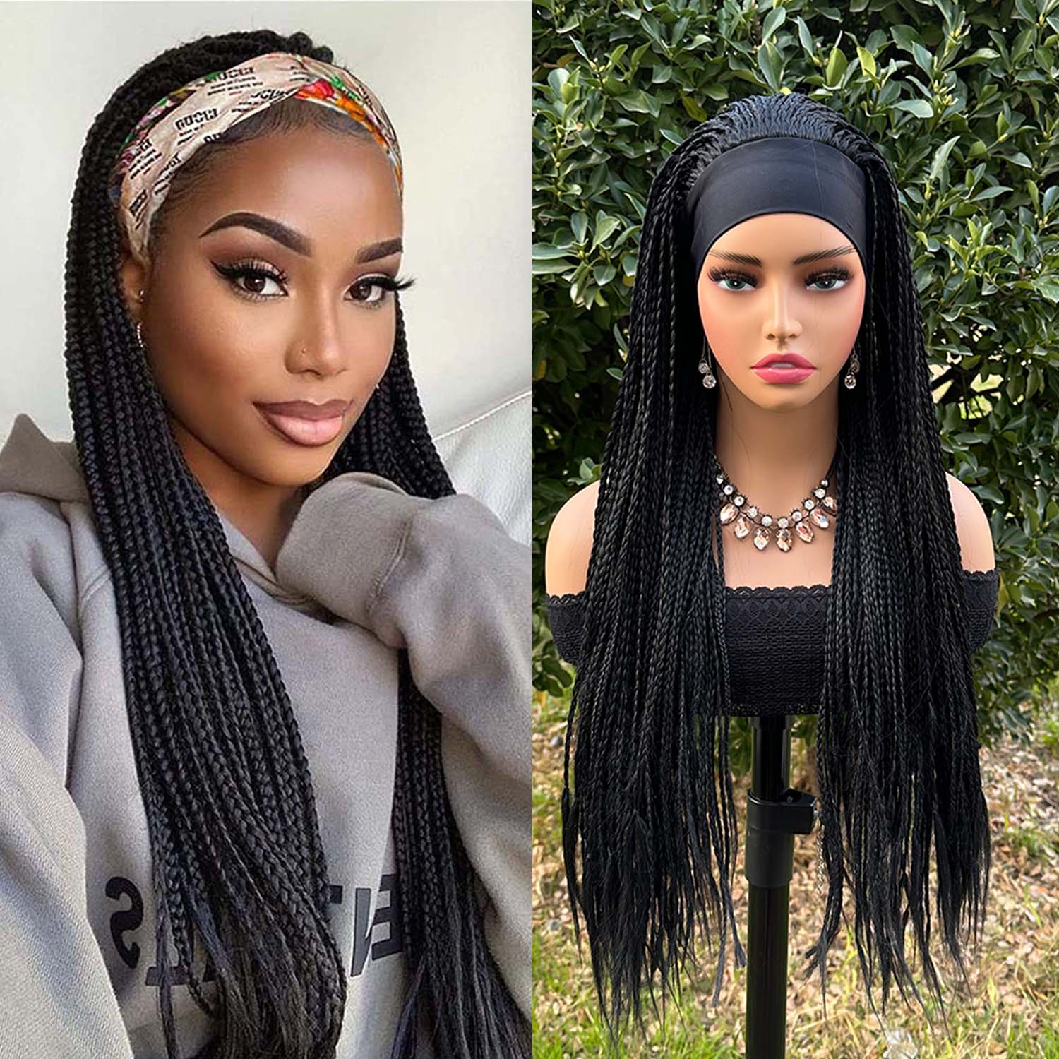 Ombre marrom longo bandana caixa tranças peruca trançada africano dreadlock peruca sintética trança beleza perucas de cabelo para mulher/homem