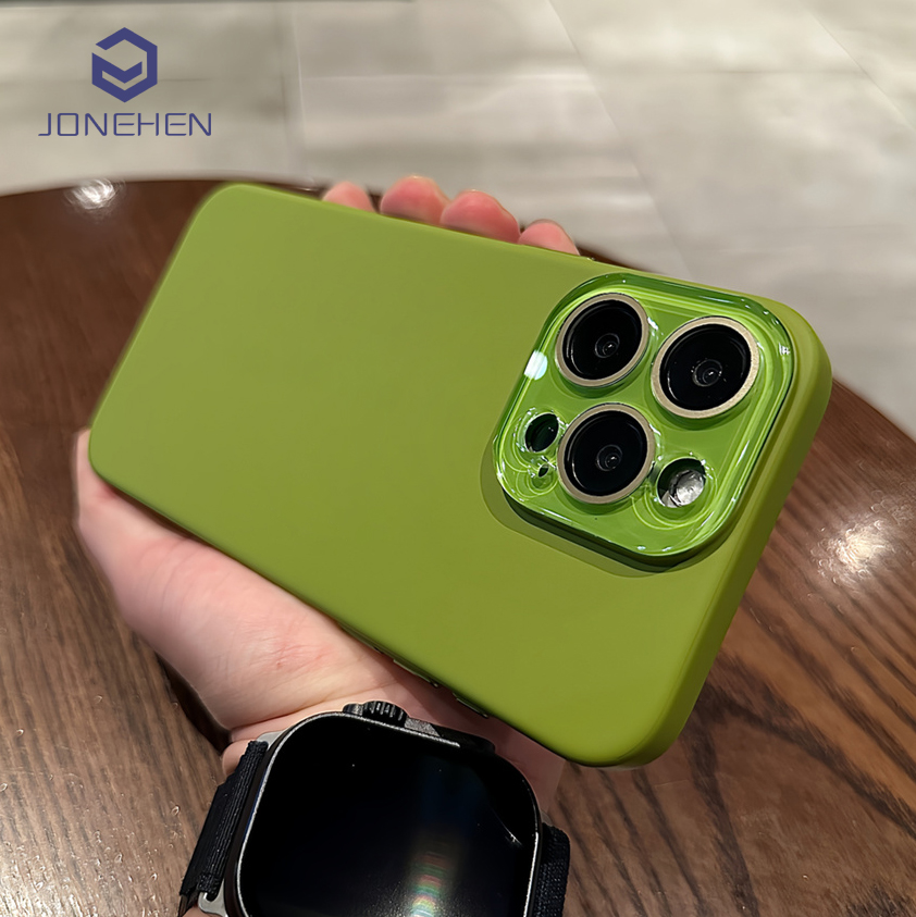 เคสกันกระแทกแบบแข็ง ผลิตจากพลาสติก PC สีพื้นเรียบหรู พร้อมเลนส์คริสตัลป้องกัน สำหรับ iPhone 16 15 14 13 12 17 Pro Max
