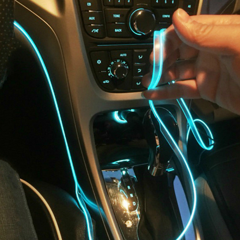5m車室内雰囲気照明LEDストリップ5v diyフレキシブルエル冷光ラインチューブusbオートデコレーションアンビエントランプ付き