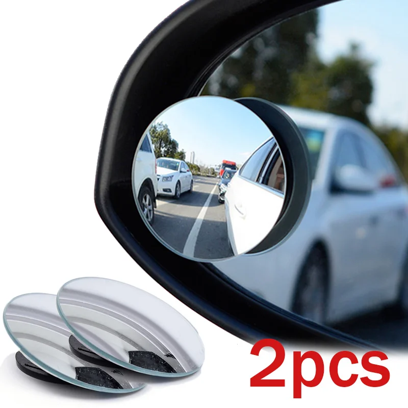 360 °   Espejo de punto ciego de coche con rotación, gran angular, ajustable, pequeño, redondo, convexo, retrovisor auxiliar de marcha atrás para coche