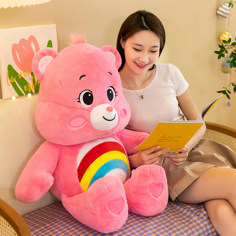 Плюшевая игрушка Carebears Kawaii Rainbow Bear 30 см, милая аниме-кукла в виде разноцветного медведя, декор для комнаты, подарок на день рождения