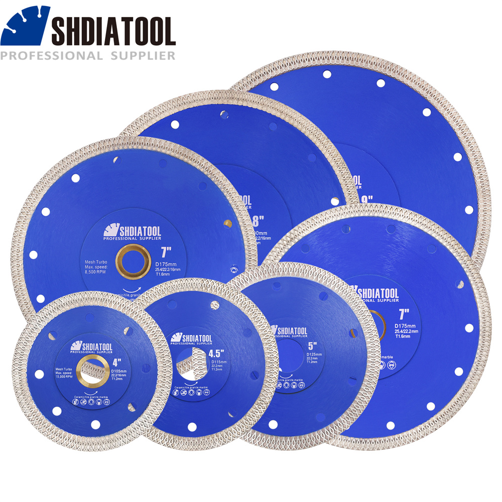 SHDIATOOL 1/2/5 шт., диаметр 75-350 мм, алмазный отрезной диск X, сетка, турбопила, резка керамической плитки, фарфор, мрамор, гранит, камень