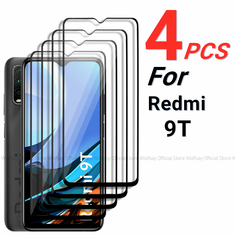 2/4PCS Vetro Temperato Per Xiaomi Redmi 9T Protezione Dello Schermo Xiaomi Redmi 9T Colla Completa Della Copertura Della Pellicola Protettiva Del Telefono Xiaomi Redmi 9T