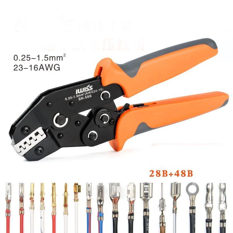 Suffiser SN-58B = 28B + 48B Pince à sertir les fils 0.25-1.5 mm² pour Box TAB 2.8/4.8/6.3 SM2.5 XH2.54 politiquement als Kit d'outils à main électriques