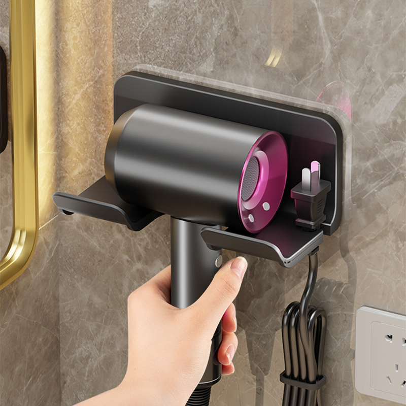 Estante de colocación de secador de pelo, estante de almacenamiento montado en la pared para baño sin taladro, soporte de almacenamiento de pared, secador de pelo
