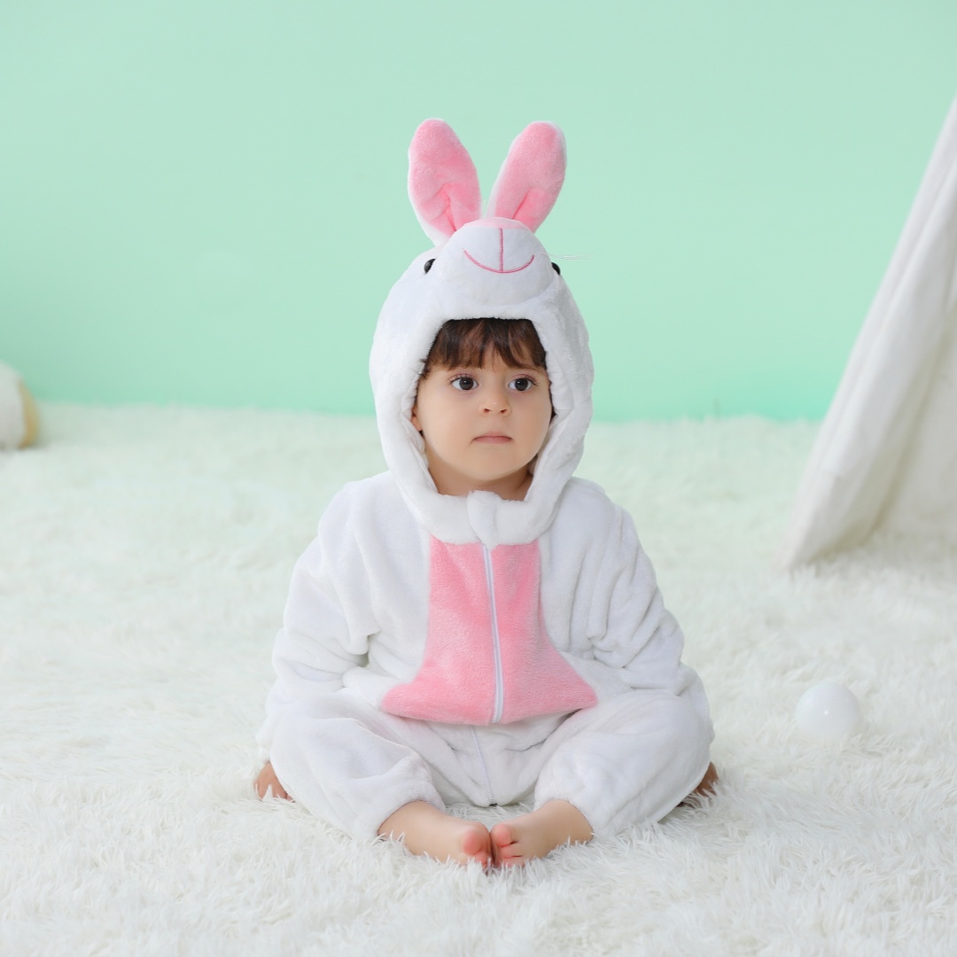 Bebê recém-nascido macacão infantil manga longa roupas kigurumi bonito coelho animal dos desenhos animados macacão meninas meninos pijamas traje de halloween