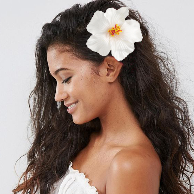 AWAYTR-Pinza de pelo de flor hawaiana para mujeres y niñas, Clip de flequillo lateral de flor bohemia romántica, pinzas para el cabello BB, accesorios para el cabello