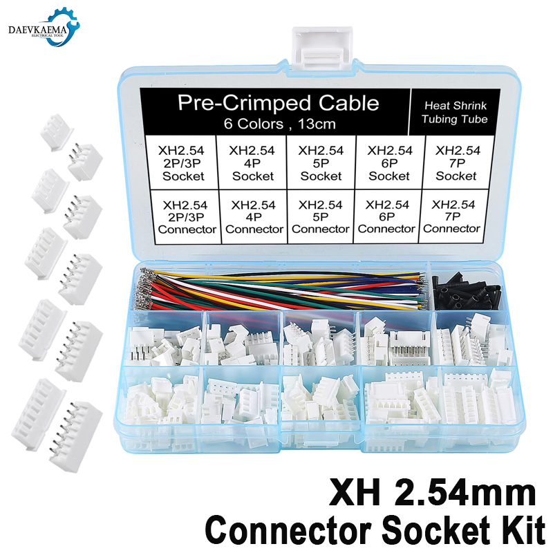 Kit de prise de connecteur JST-XH 2.54mm, avec fil de câble mâle et femelle pré-épilé 2.54mm, boîtier 2/3/4/5/6/7 broches, connecteur JST
