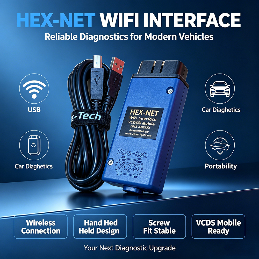 Interface USB VAG HEX V2 avec WIFI [1996-2026] pour le diagnostic et le codage VCDS, outil VAG COM, avec VINs illimités et V2 en ligne.