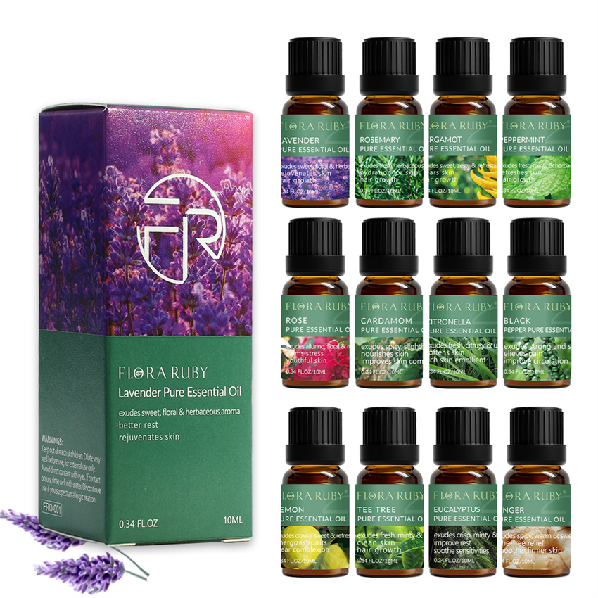 Aceites Esenciales para Difusores Lavanda Eucalipto Árbol de Té Manzana Romero Manta Bergamota Limón Rosa Aceite Esencial Puro 10ml