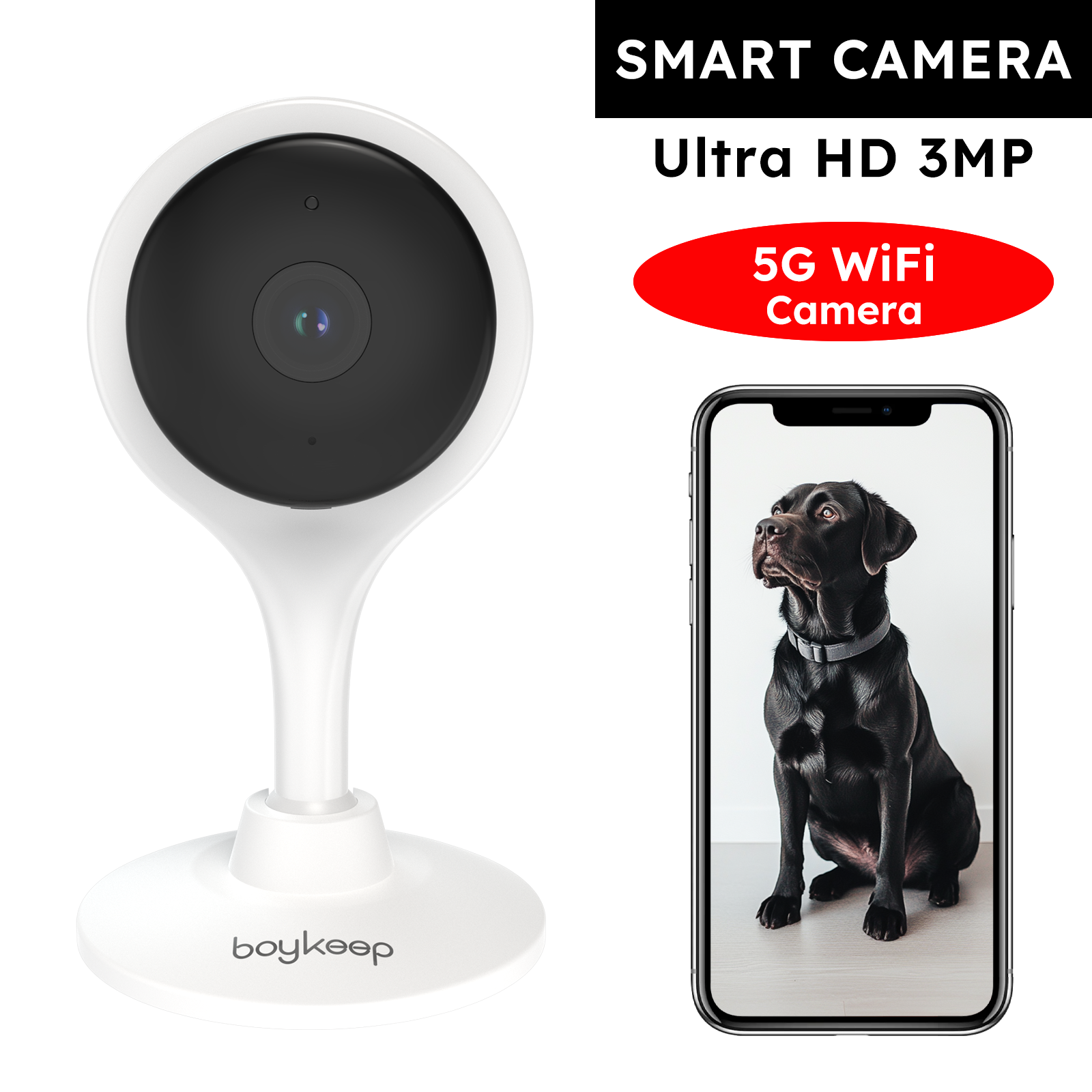 3MP 5/2.4GHz BoyKeep Surveillance Camera  WiFi Indoor Home Security Mini IP Smart Family CCTV Pet Camera Video Monitor 24/7  K10