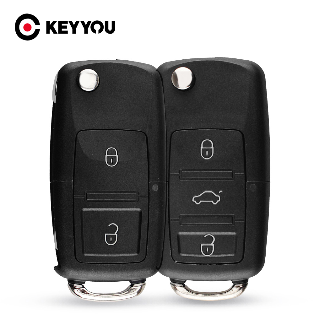 KEYYOU 20 шт. автомобильный пульт дистанционного управления флип-ключ складной Корпус брелок 2/3 кнопки для Volkswagen VW Jetta Golf Passat Beetle Skoda Seat Polo B5