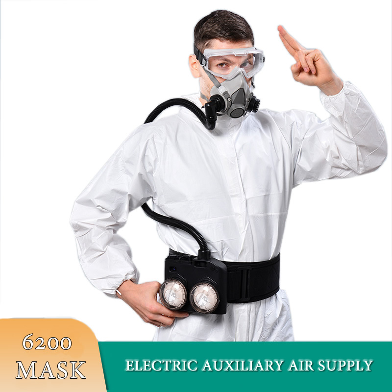 Portable Electric Air Supply Device Battery 6200 Half Face Respirator Dust Gas Mask For Spraying Painting Polishing Work Safety
