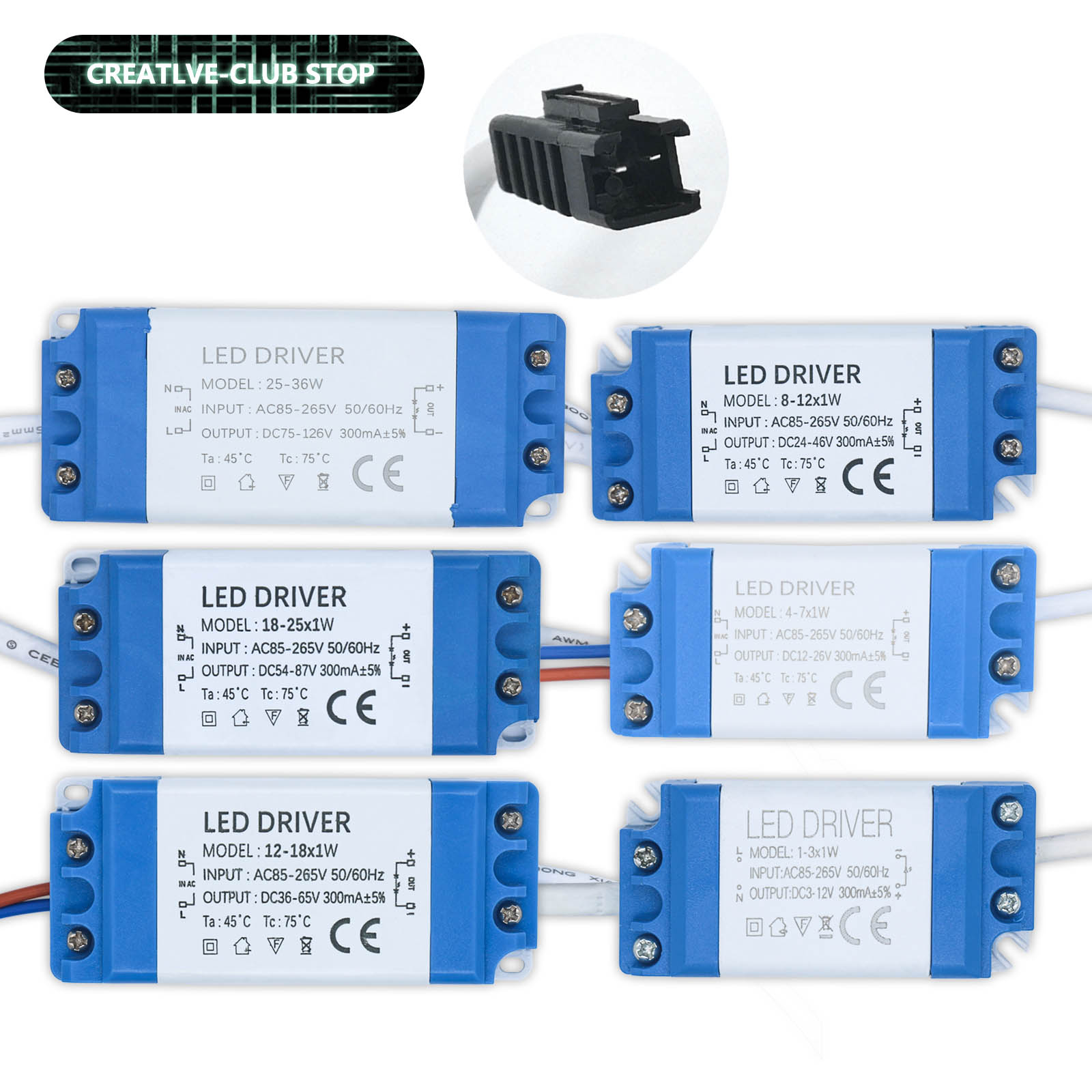 Alimentation électrique pour pilote LED, 300ma 3W 8W 10W 15W 18W 20W 30W 36W, courant Constant, contrôle automatique de la tension, transformateurs d'éclairage