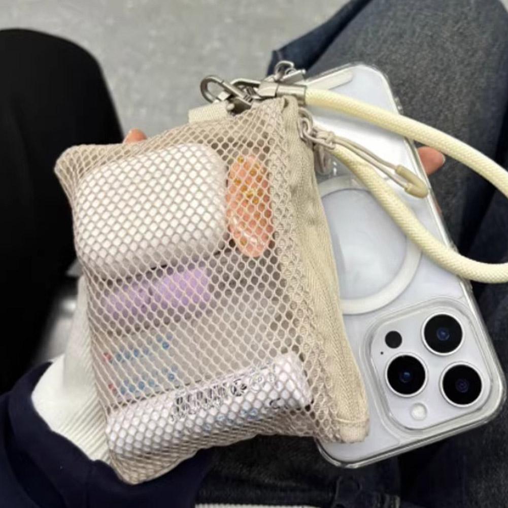 Bolsas de almacenamiento de malla de doble capa, bolsa de maquillaje portátil de viaje con cremallera, organizador de cosméticos y artículos de tocador, bolsa de papelería sencilla