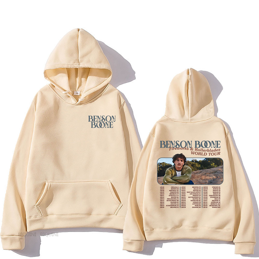 Benson Boone Hoodies Fireworks & Rollerblades World Tour Sweatshirts for Fans Long Sleeve Mens Clothing Streetwear Printed Tops