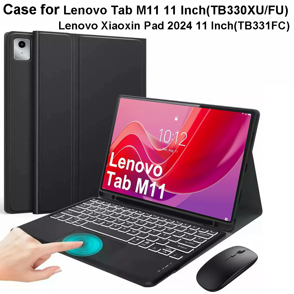 Capa para lenovo xiaoxin pad 2024 11 tamanhos tb331fc, capa de teclado bluetooth para lenovo tab m11 11 polegadas tb330fu tb330xu