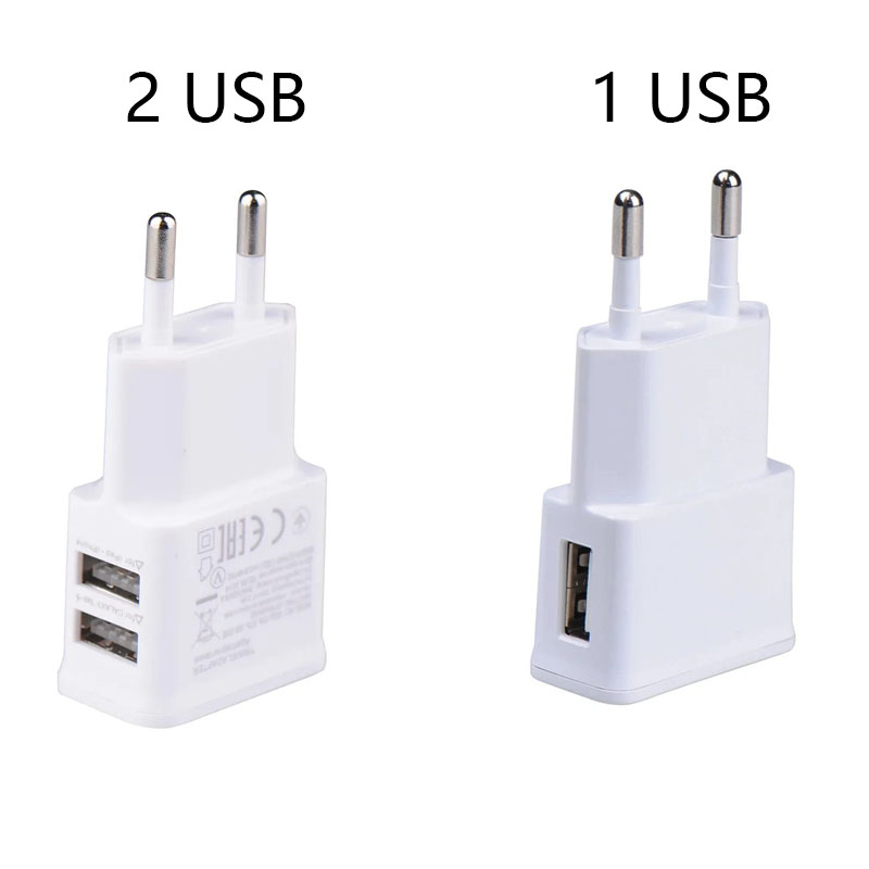 Cargador de enchufe europeo de 5V 2A, enchufe USB para iPhone XS X Max Huawei P 30 Samsung S 9 plus, adaptador de cargador de pared de viaje