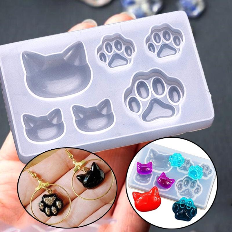 Kleine Kat Klauw Kristal Epoxy Hars Diy Siliconen Mal Cat Face Cat Claw Sleutelhanger Sieraden Hanger Mal