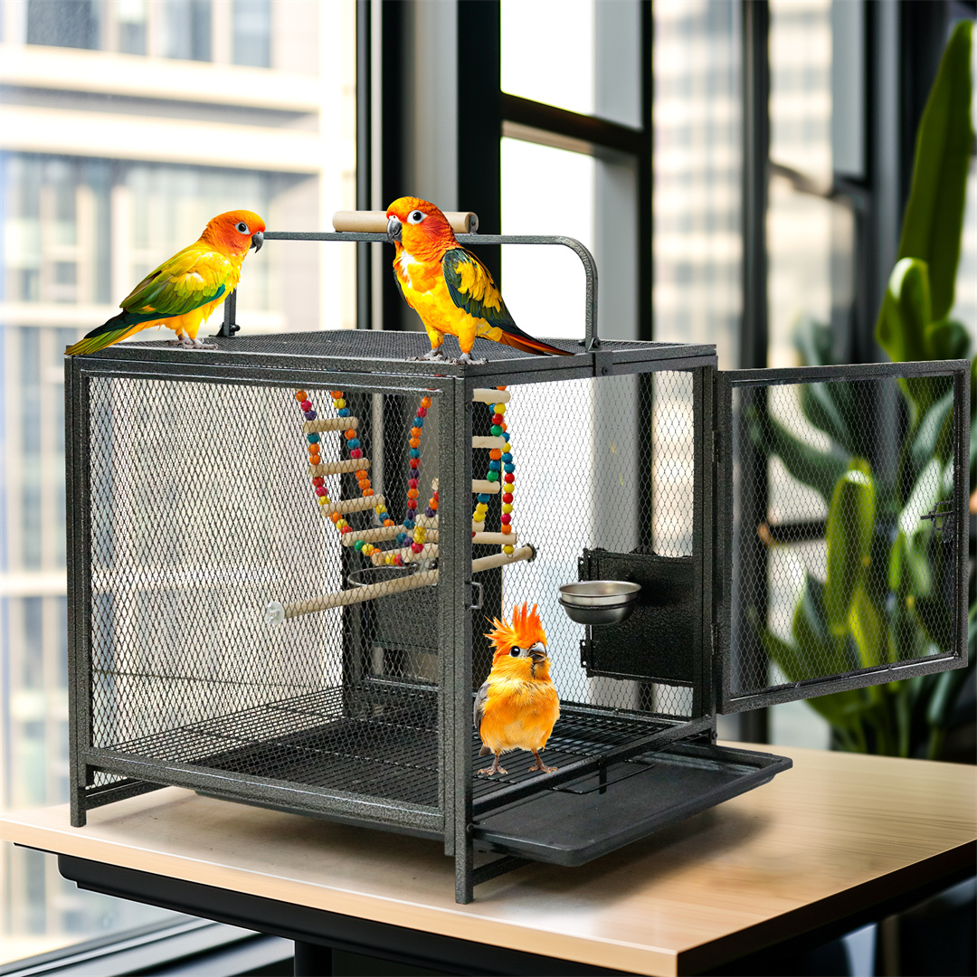 Tragbarer Vogelkäfig-Laufstall mit Hängematte und Spielzeug, herausnehmbarer Ablage für kleine Haustiere – faltbar für den Innen- und Außenbereich